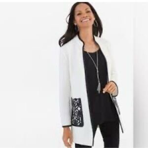 Chico's Cream and Black Women's Blazer